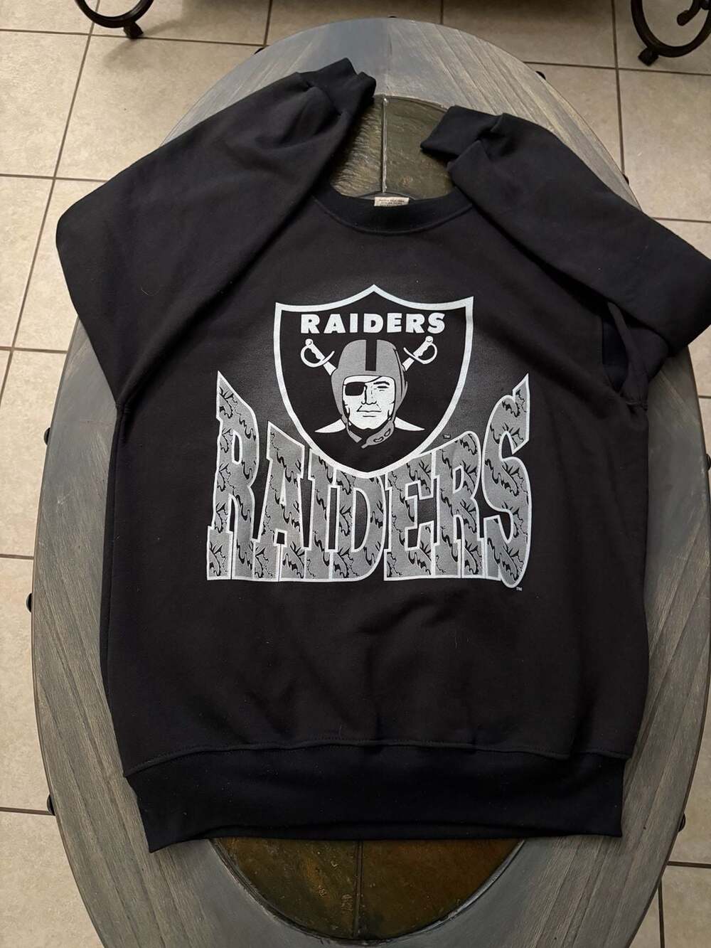 Vintage Team Rated Oakland Raiders Crewneck Sweatshirt Black Size Large
